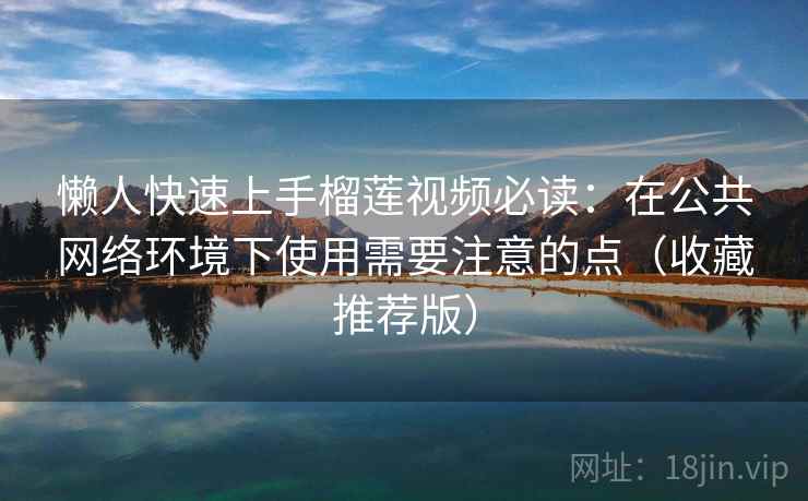 懒人快速上手榴莲视频必读：在公共网络环境下使用需要注意的点（收藏推荐版）
