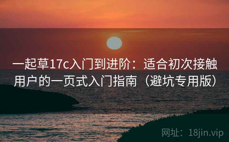 一起草17c入门到进阶：适合初次接触用户的一页式入门指南（避坑专用版）