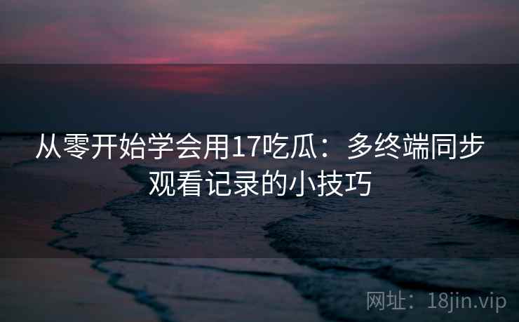 从零开始学会用17吃瓜：多终端同步观看记录的小技巧